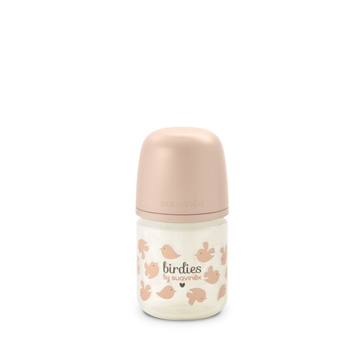 [575520] Suavinex | Breedhalsfles Birdies Glas Zuigspeen SXPro Roze 120ml