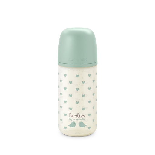 [575523] Suavinex | Breedhalsfles Birdies Glas Zuigspeen SXPro Groen 240ml