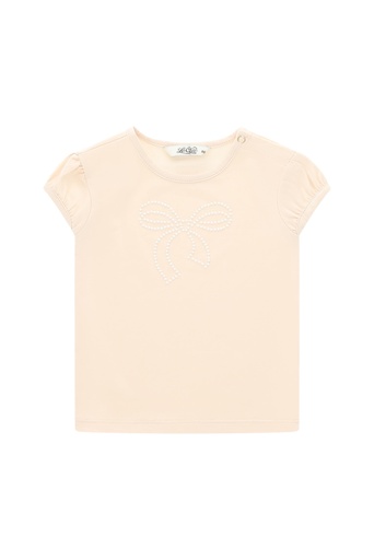 Le Chic | T-Shirt Girls Noki Pearly Bow Sands of Time 