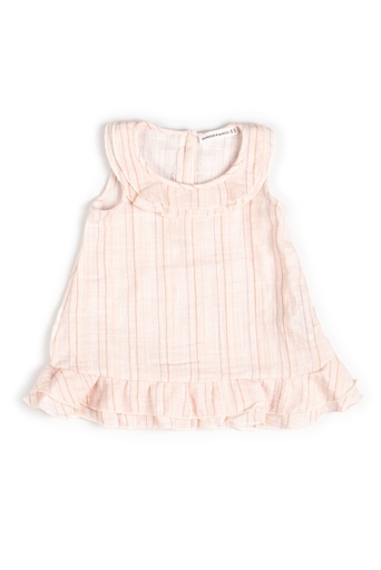 Bamboom | Jurk Girls Mouwloos Stripe Pink