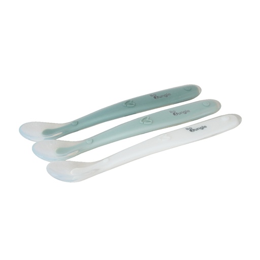 [575829] Bo Jungle | Lepel Soft Siliconen White/Sage Green/Jade  3-delig