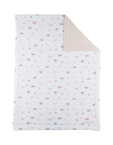 [577927] Noukies | Deken Dino Mousseline Bio Wit/Ecru 75x100cm