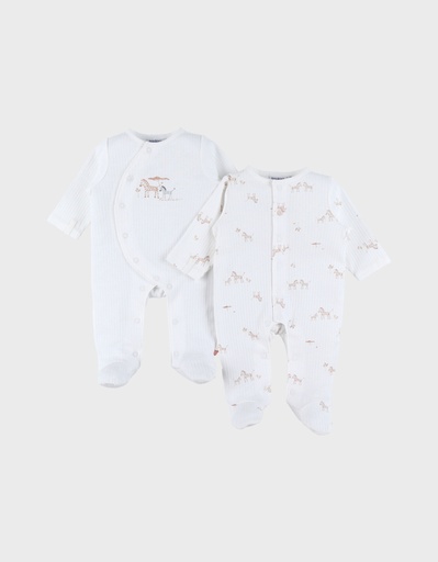 Noukies | Pyjama Zebra Jersey Wit 2-pack