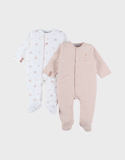Noukies | Pyjama Vintage Flowers Jersey Roze/Wit 2-pack