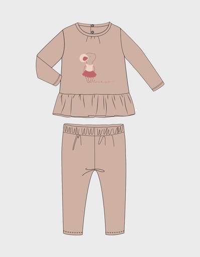 Noukies | Pyjama Pinky Mouse Velours Roze 2-delig