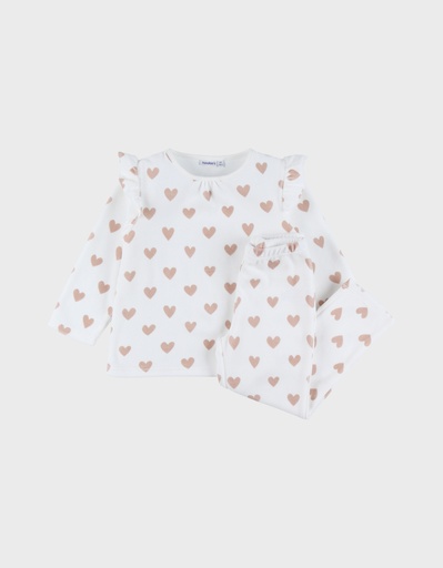 Noukies | Pyjama Hart Velours Wit 2-delig