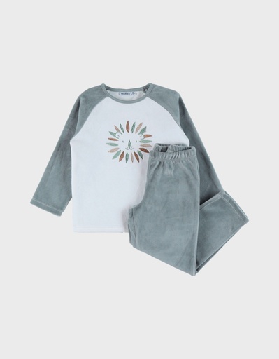 Noukies | Pyjama Babou Fluweel Blauw 2-delig