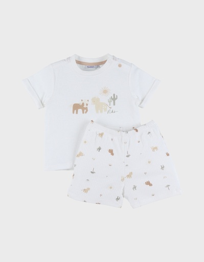 Noukies | Pyjama Fluffie Jersey Wit 2-delig 