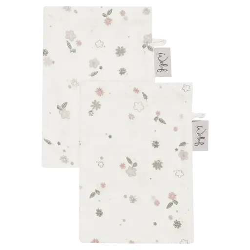 [578670] Witlof for Kids | Washandje Vintage Flowers Tetra 2-pack
