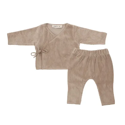 Witlof for Kids | Outfit Velvet Rib Longsleeve Urban Taupe 2-delig