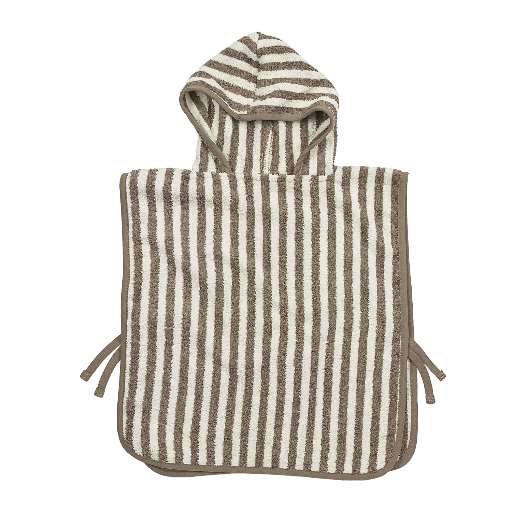 [578811] Meyco | Poncho Jacquard Badstof Fat Stripe Taupe 1-3Y 