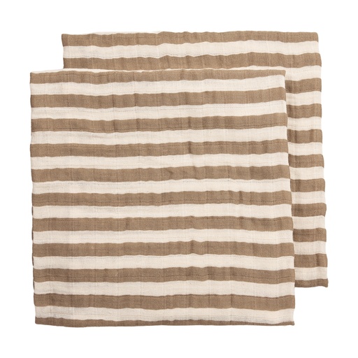 [578817] Meyco | Tetra Doek Pre-washed Fat Stripe Taupe 70x70cm 2-pack 