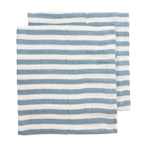 [578821] Meyco | Tetra Doek Pre-washed Fat Stripe Jeans Blue Blauw 70x70cm 2-pack 