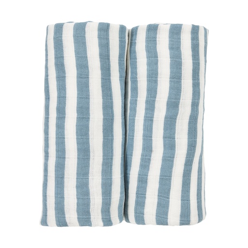 [578850] Meyco | Tetra Doek Pre-washed Fat Stripe Jeans Blue Blauw 120x120cm 2-Pack 