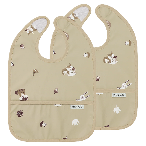 [578861] Meyco | Slabbetje Forest Animals met Kruimelvanger Sand 2-pack 