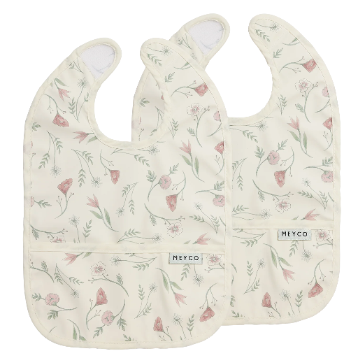 [578863] Meyco | Slabbetje Flower Multicolour met Kruimelvanger 2-Pack 