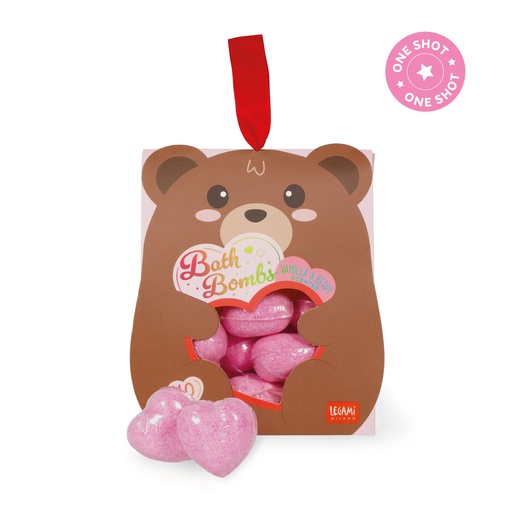 [578974] Legami | Bruisbal Teddy Bear Vanilla & Berry Bath Bombs 10-pack