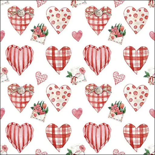 [579041] Ambiente | Servetten Lovely Hearts 3-laags 100%FSC 33x33cm 20-pack