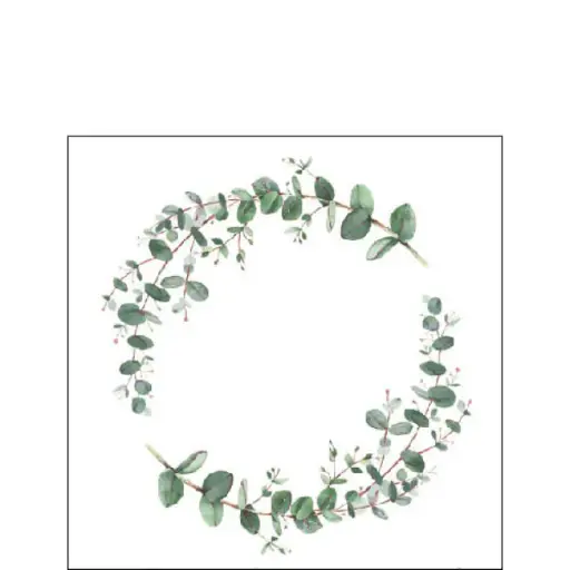 [579057] Ambiente | Servetten Eucalyptus Branch White 3-laags 25x25cm 20-pack