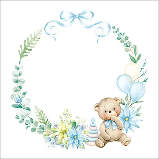 [579058] Ambiente | Servetten Baby Teddy Bear Blue 3-laags  33x33cm 20-pack