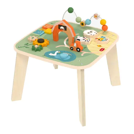 [579086] Tiny Love | Activiteitentafel Farmers Funday Wooden Activity Table  Boerderijprint