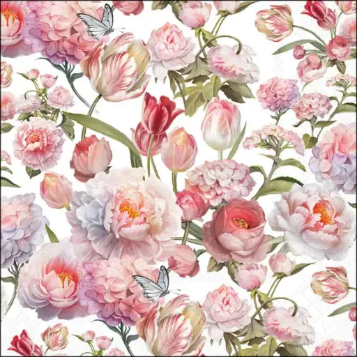 [579106] Ambiente | Servetten Roses And Tulips 3-laags 33x33cm 20-pack