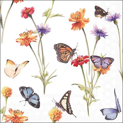 [579111] Ambiente | Servetten Butterfly Garden White 3-laags 33x33cm 20-pack