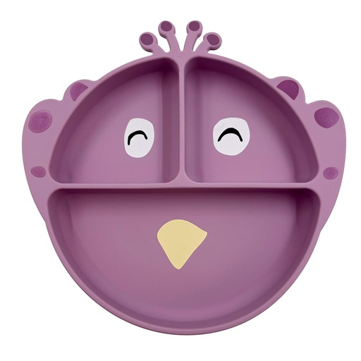 [580017] Trixie | Plat Bord met Vakverdeling/Zuignap Mrs Peacock Siliconen Paars 22X22X3.5cm