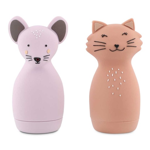 [580033] Trixie | Badspeelgoed Mrs. Cat & Mrs. Mouse Sproeiende Dieren Roze/Paars 2-delig