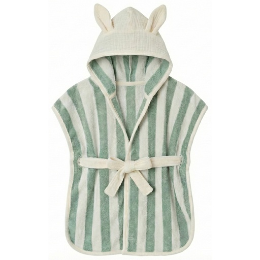 [580349] BB&Co | Badjas Bambou Gestreept Ivoor/Groen 0-2Y