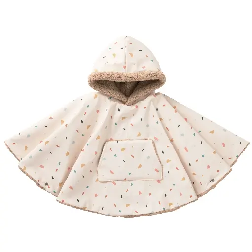 [580350] BB&Co | Poncho Outdoor Terrazzo/Sherpa Ourson 12-36m