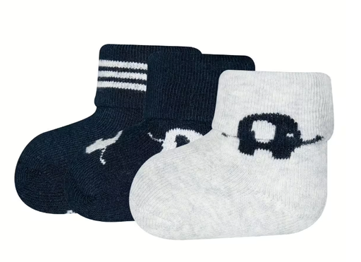[580488] Ewers | Kousen Newborn One Size met Omslag Grijs/Navy 3-pack