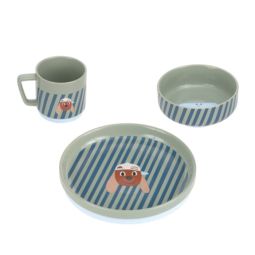 [580512] Laessig | Eetset Tiny Team Dog Dish Set Porcelain/Silicone 