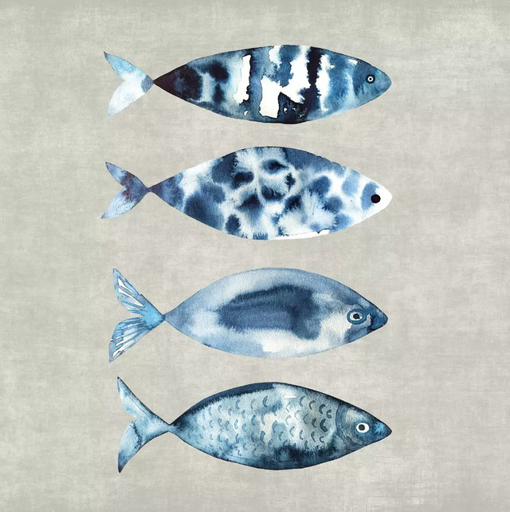 [580584] Duni | Servetten High Tide Fish 3-laags 24x24cm 20-pack