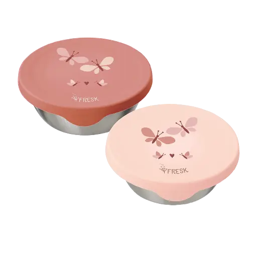 [580621] Fresk | Bewaarpotje Butterfly RVS Snackdoos 2-pack