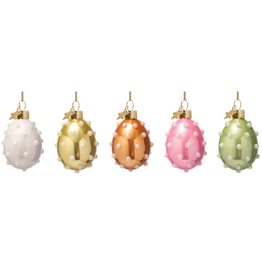[580626] Vondels | Hangfiguur Pearl Eggs Glas H6cm 5-pack