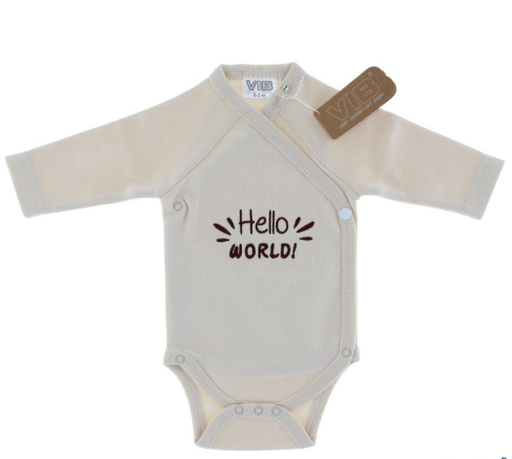 [580632] VIB | Body "Hello World!" Beige 0-3M
