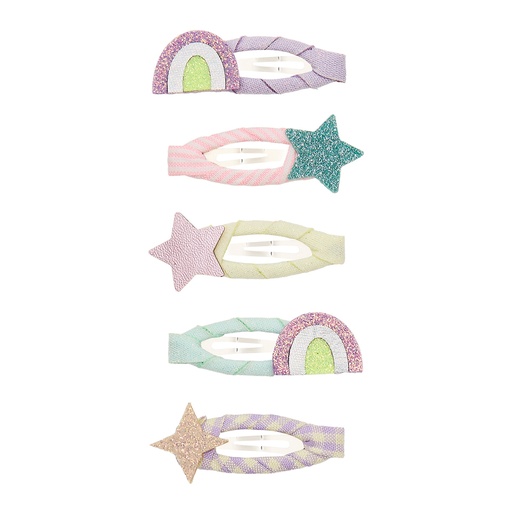 [580663] Mimi & Lula | Haarspeld Rainbow and Star Mini Clic Clacs 5-pack