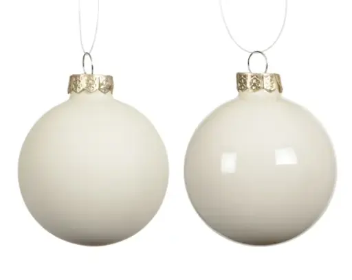 [581433] Decoris | Kerstbal Glas Mix Wolwit Ø8cm 6-pack