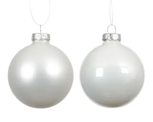 [581434] Decoris | Kerstbal Glas Mix Winterwit Ø10cm 4-pack