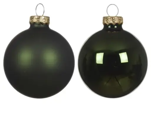 [581435] Decoris | Kerstbal Glas Mix Dennengroen Ø8cm 6-pack