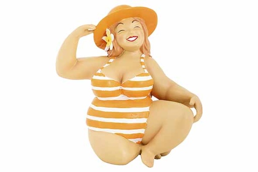 [581628] Cosy & Trendy | Beeld Sitting By The Beach Wit/Oranje 11x9,5x15cm