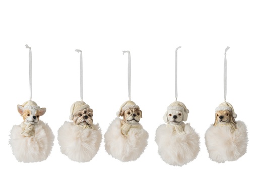[582206] J-Line | Hangfiguur Kerst Hond Assortiment Ø6x10cm
