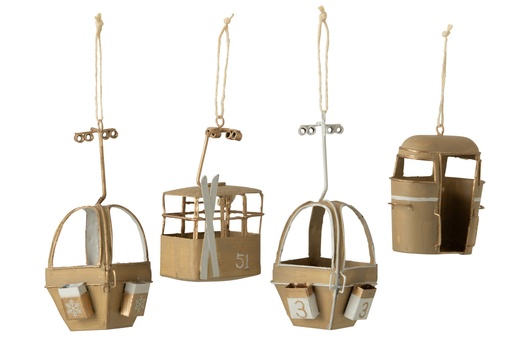 [582210] J-Line | Hangfiguur Gondel Kabelbaan Wit/Beige
