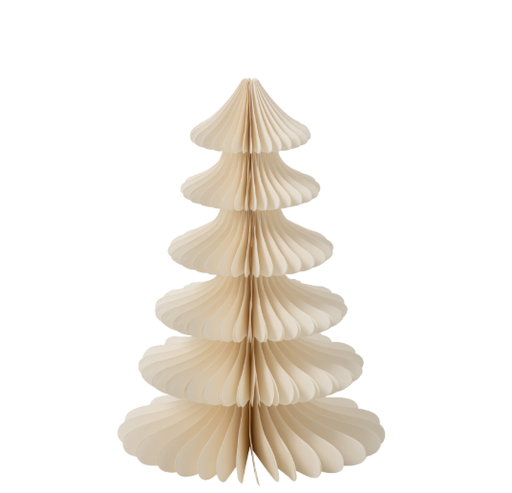 [582284] J-Line | Beeld Kerstboom Papier Gebroken Wit Ø28x40cm 