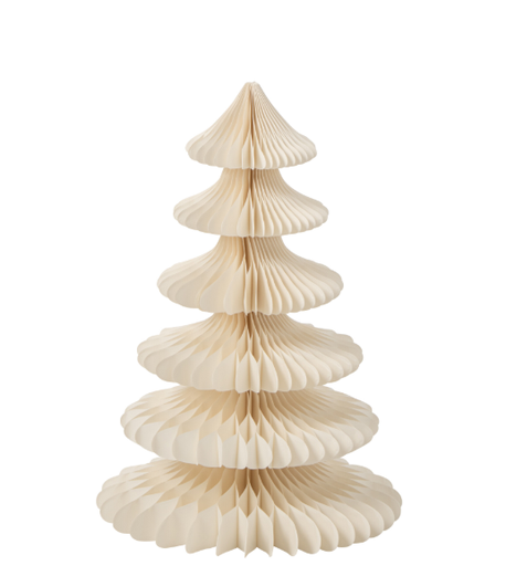 [582286] J-Line | Beeld Kerstboom Papier Gebroken Wit Ø42,5x60cm