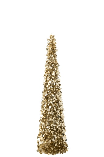 [582297] J-Line | Beeld Kerstboom Sprankelend Champagne Polystyr Ø24,5x132,5cm