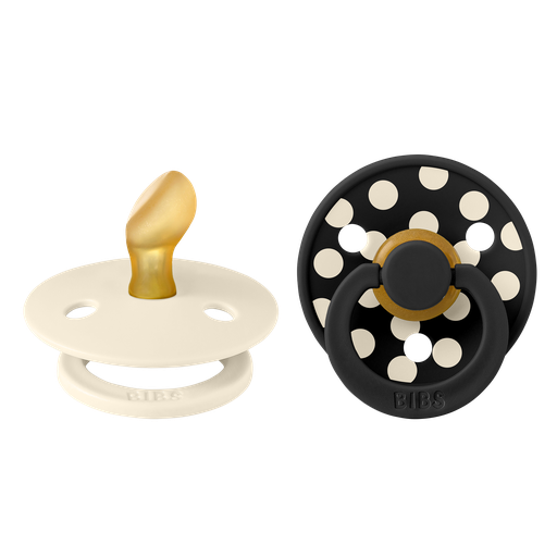 [584295] Bibs | Fopspeen Latex Anatomisch Duo Polka Black 0-6M T1 2-pack