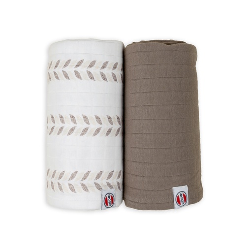[584996] Lodger | Tetra Doek Matcha Hydrofiel Birch/Buffalo Bruin 110x110cm 2-pack
