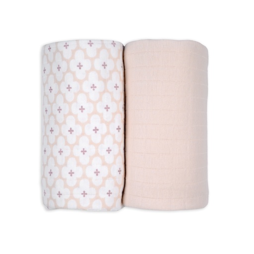 [585000] Lodger | Tetra Doek Matcha Hydrofiel Powder Roze 110x110cm 2-pack